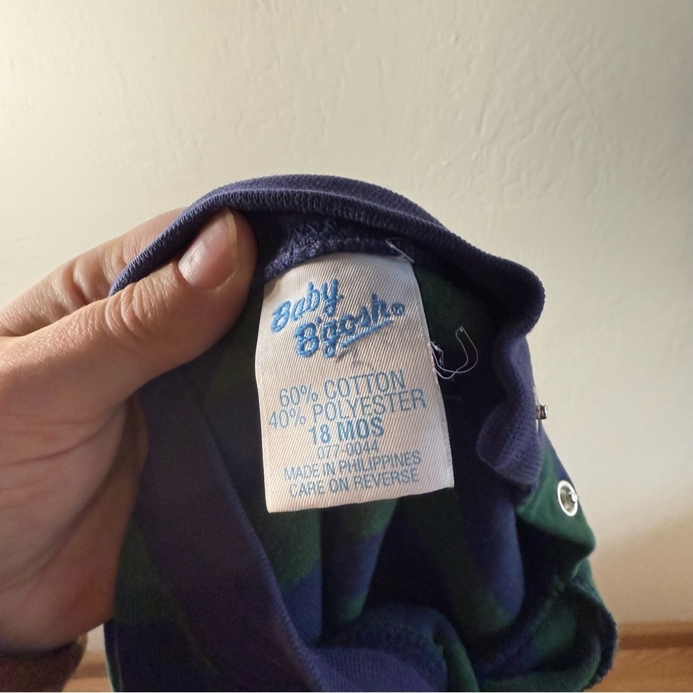 Baby B'Gosh Snowman Winter One Piece Blue and Green Striped Size 18 Months - Picture 7 of 7